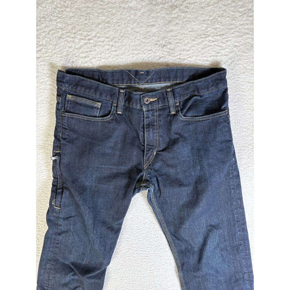 Levis 514 Jeans Mens 34x32 Blue Slim Straight Side Zip Pocket Moto Riding Dark - Picture 2 of 16